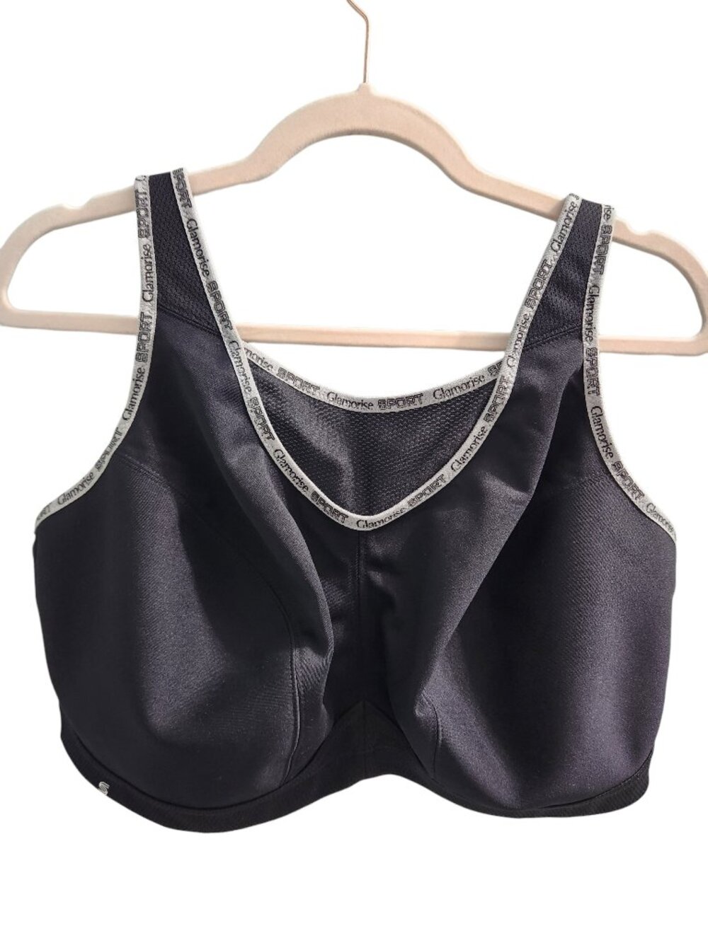 Glamorise Sports Bra 42F Black Women's No Bounce Camisole High Impact 1066